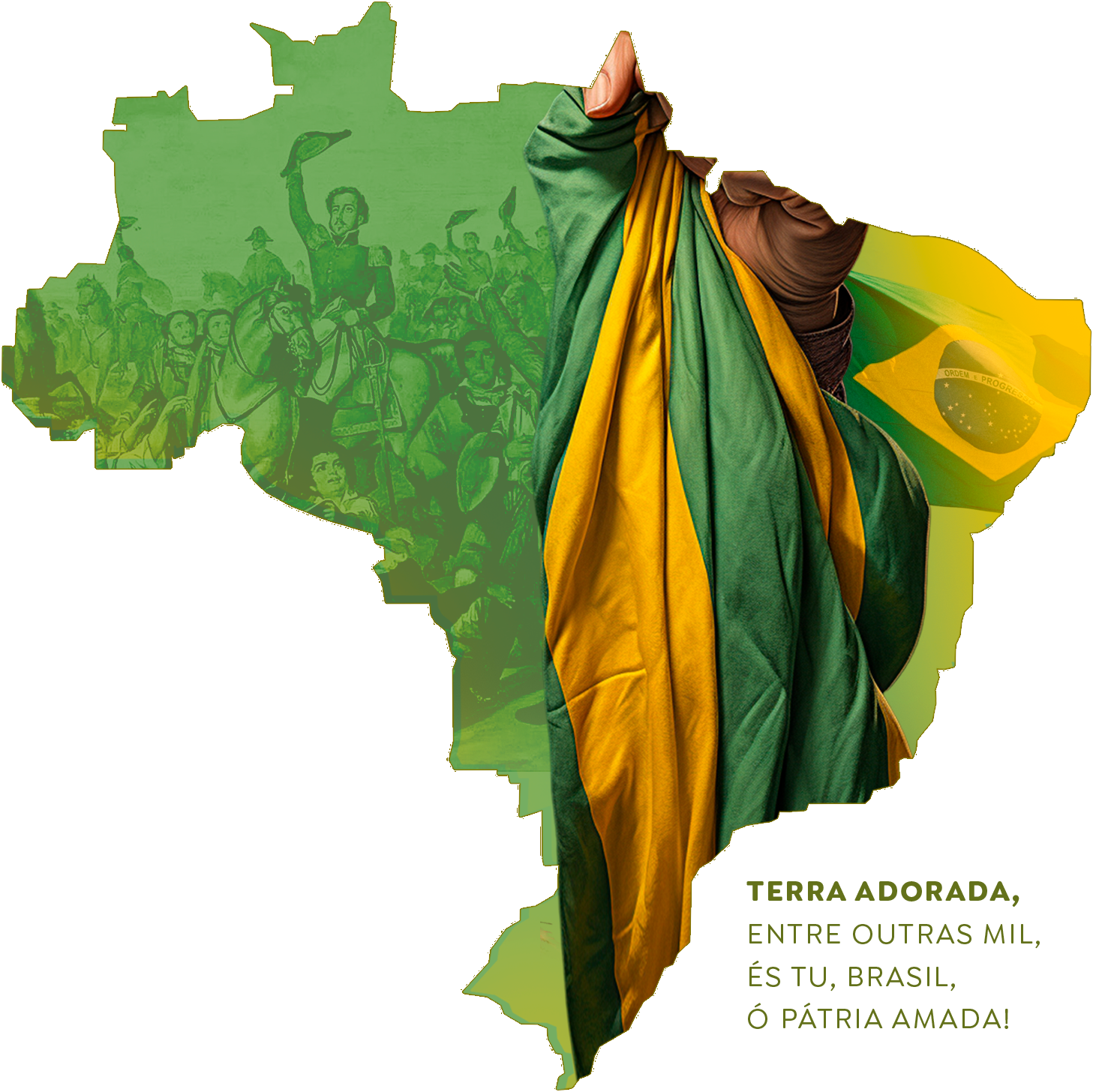 Mapa do Brasil com destaque para a historia da independencia